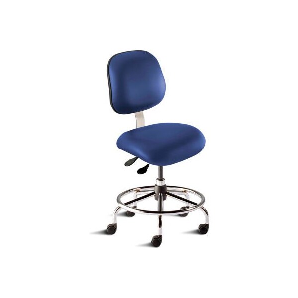 Biofit Antimicrobial Stool, 21"-28" Seat Height, Blue Vinyl - Chrome Steel Base - Elite Series EES-M-RC-T-XF-XA-C-P28542 - main